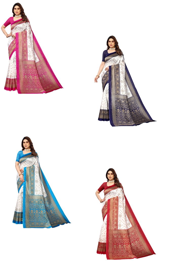 Printed Art Silk 25 Party Wear Sarees Catalog
